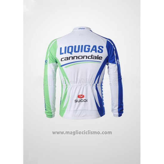 2011 Abbigliamento Ciclismo Liquigas Cannondale Bianco e Verde Manica Lunga e Salopette
